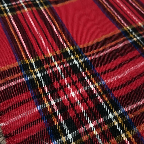 Gently Used Scarf-Gorgeous Red/Blue/Black Plaid-Twisted Fringe-12x65 - Picture 12 of 13